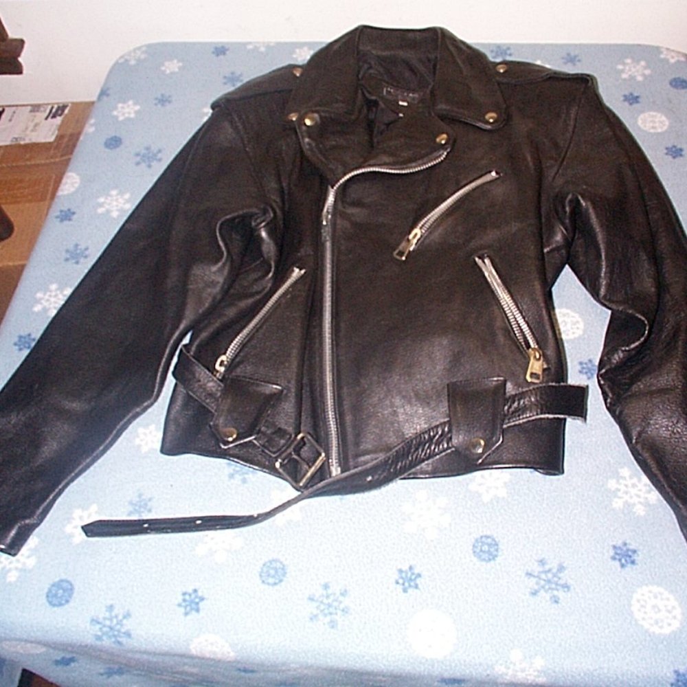 Michael Alle Leather Motorcycle Jacket California Highway Police Style jacket
